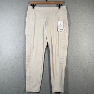 Athleta Delancey Textured Moto Tight Legging‎ Beige L P NWT